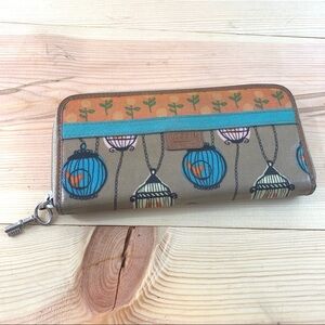 Fossil coated canvas zip around wallet